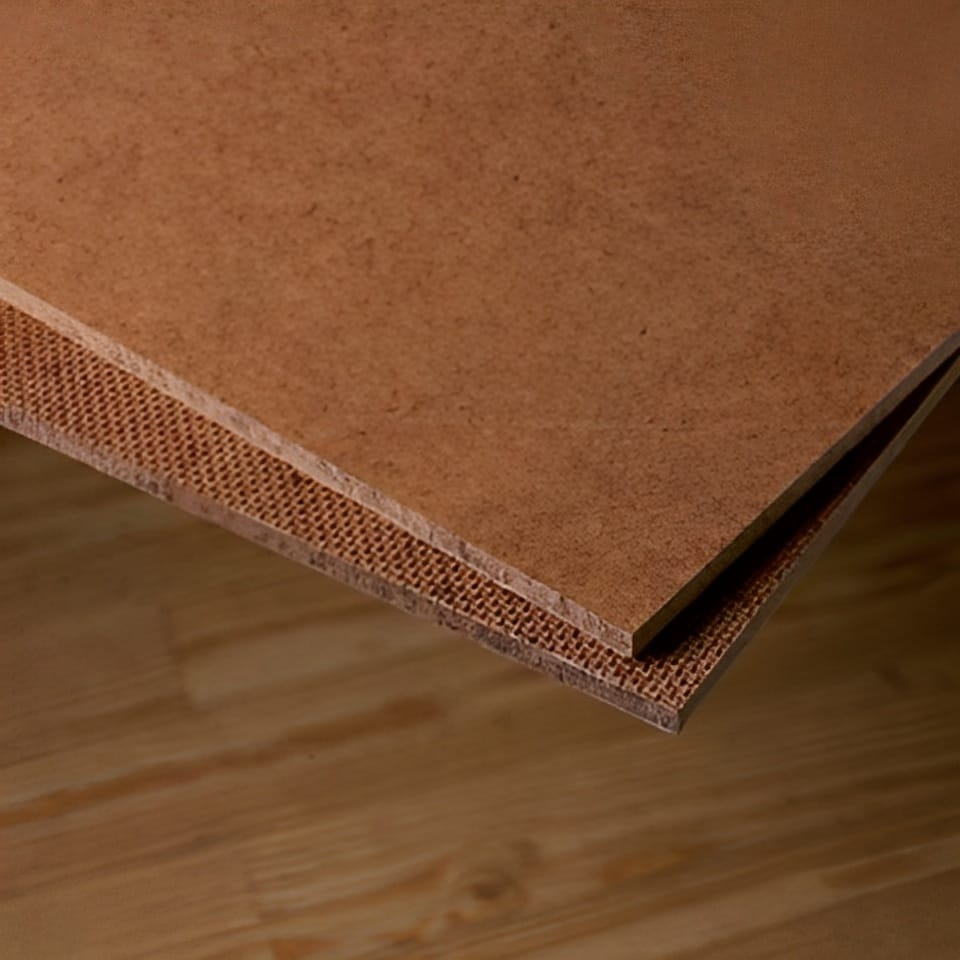 High-density Hardboard sheet made from compressed wood fibres