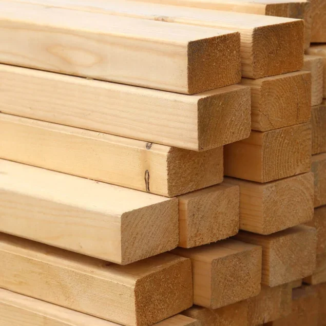 Specially dried sawn timber with fresh knots for furniture and interior applications
