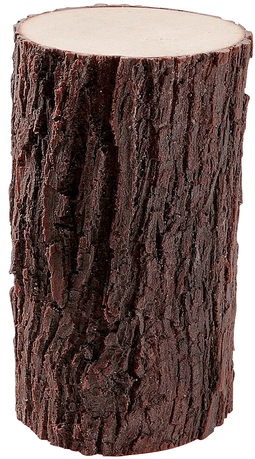 Natural softwood log with textured bark and freshly cut cross-section isolated on a transparent background.